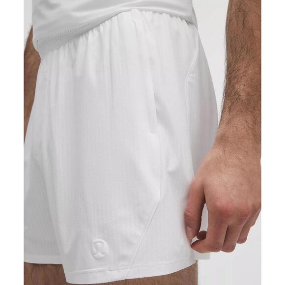 Striped Mesh Tennis Short 5" - White - Picture 3 of 4